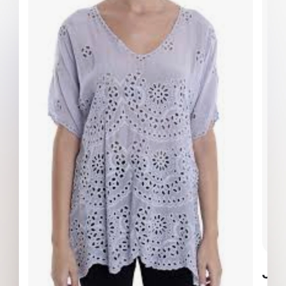 Johnny Was Eyelet Top Size Size L